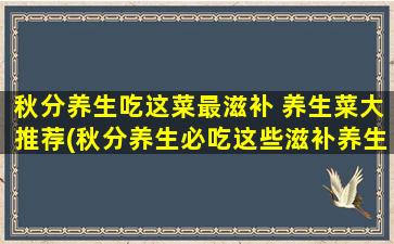 秋分养生吃这菜最滋补 养生菜大推荐(秋分养生必吃这些滋补养生菜，推荐必看！)